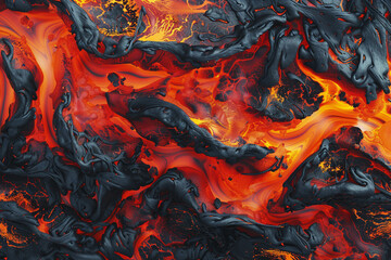 Fashion a mottled background that captures the fiery glow of lava flowing from a volcanic eruption, with intense reds, oranges, and blacks blending to create a dynamic and powerful image