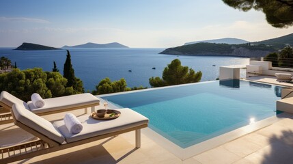 Fototapeta na wymiar Luxurious pool with a stunning sea view