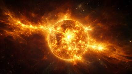 The image captures a powerful solar flare on a star, highlighting the raw energy and dynamic nature of star activity