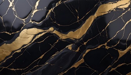 Black and gold polished smooth luxury marble tile sample texture - obrazy, fototapety, plakaty
