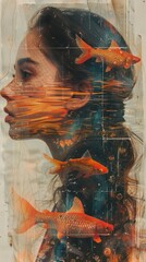 A woman with fish in her hair
