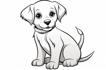 Cute dog outline illustration, coloring page for kids