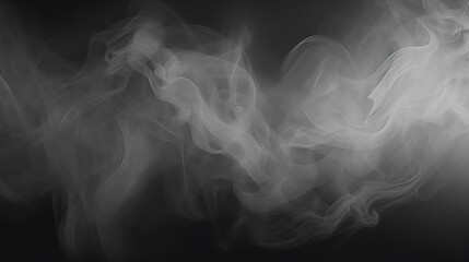 Panoramic View of Abstract Fog - Swirling Gray Smoke on Black Background - Ideal for Logo Mockups