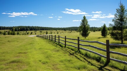 Fototapeta na wymiar Protective fence encircles the vibrant green pasture