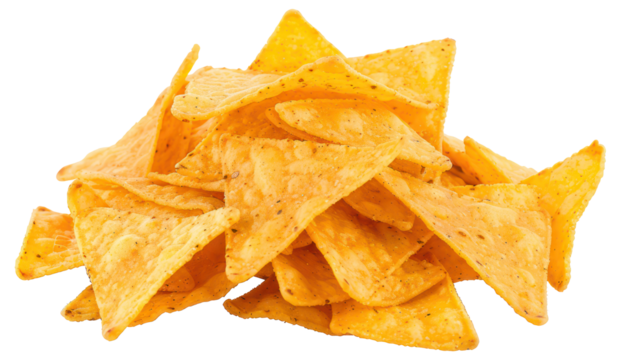 Crispy tortilla chips pile, cut out - stock png.