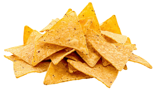 Crispy tortilla chips pile, cut out - stock png.