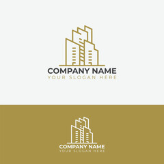 Elegant minimal line art Building logo with house elements