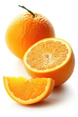 closeup of multiple slice an Amanatsu Orange isolated on white background