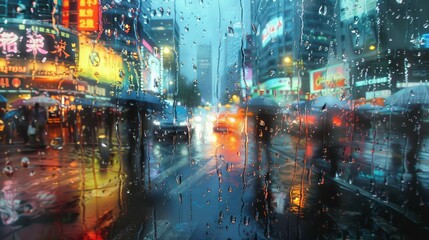Fototapeta na wymiar y rain city