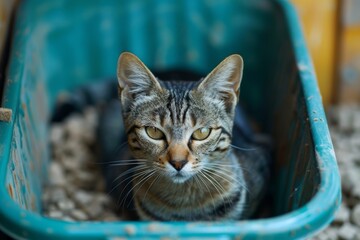 Feline in the litter box