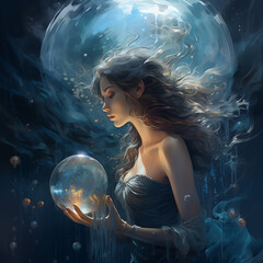 woman in blue