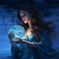 woman in blue