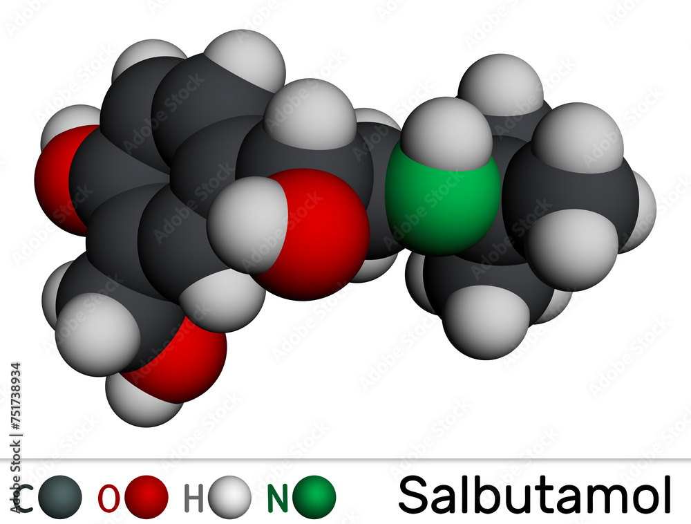 Canvas Prints salbutamol, albuterol molecule. it is short-acting agonist used in the treatment of asthma and copd.