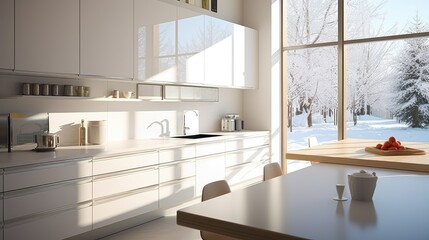 minimalist bright kitchen background