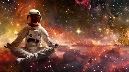 weightless astronaut yoga - obrazy, fototapety, plakaty