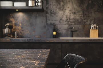 Fuzzy kitchen furniture and black desk texture
