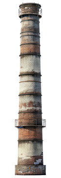 Old brick chimney, cut out - stock png.