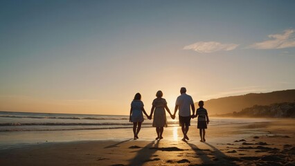 Famille heureuse - vacances d'été plage