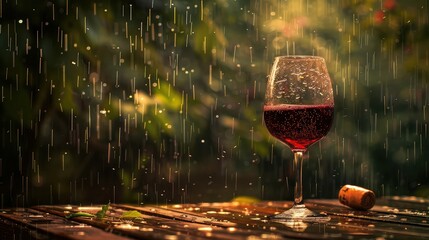 bottle rain wine - obrazy, fototapety, plakaty