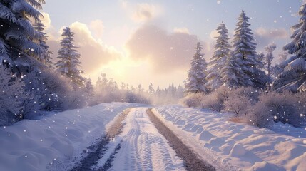 slippery snowy road