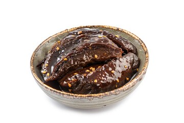 Sea Cucumber Chinese Dish, Holothurian Dried Skin as a Cold Appetizer with Spicy Sauce