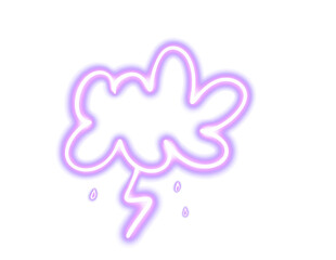 neon thunder cloud neon light purple isolated on white png ong clipart transparent background