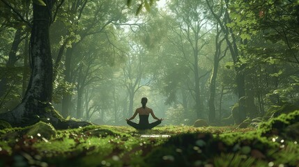 wellness yoga forest - obrazy, fototapety, plakaty