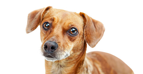 Thoughtful dachshund looking away, cut out - stock png.