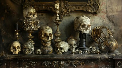 Fototapeta na wymiar death victorian skulls