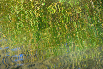 Water surface reflection as green blurred background