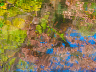 Water surface multicolor reflection as blurred background - 751741508