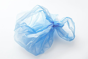 Blue cellophane bag on a white background
