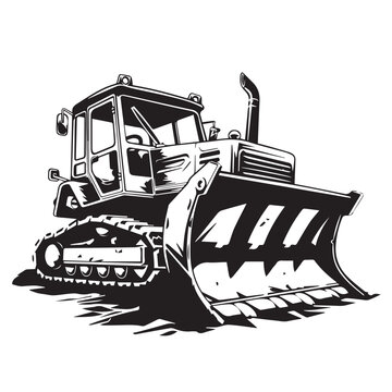 recommend clip art: Bulldozer in cartoon, doodle style . Image for t-shirt, web, mobile apps and ui. Isolated 2d vector illustration in logo, icon, sketch style, Eps 10, black and white. AI Generative