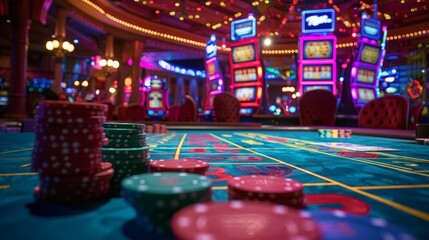 Casino Table Covered in Chips