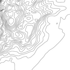 Topographic pattern texture. Black contours on white vector topography. Geographic mountain topographic. Map on land strok terrain. Elevation graphic contour height lines. Vector Illustration.