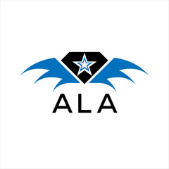 ALA letter logo. technology icon blue image on white background. ALA Monogram logo design for entrepreneur and business. ALA best icon.	
