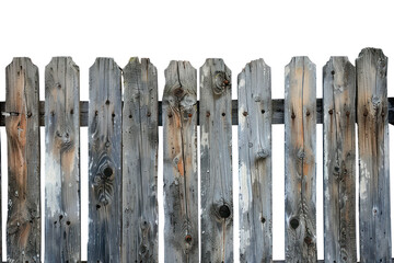 Weathered wooden fence with peeling paint, cut out - stock png.