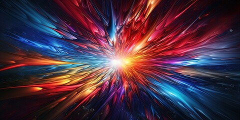 Eye-catching digital image depicting an abstract and colorful burst of energy in a cosmic-like...