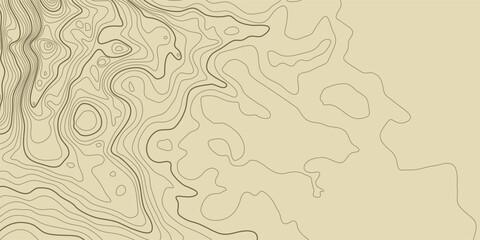 Topographic pattern texture. Brown contours on beige background. vector topography. Geographic mountain topographic. Map on land strok terrain. Elevation on graphic height lines. Vector Illustration. - obrazy, fototapety, plakaty