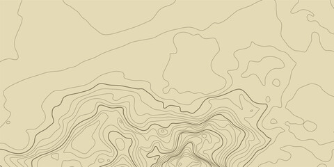 Topographic pattern texture. Brown contours on beige background. vector topography. Geographic mountain topographic. Map on land strok terrain. Elevation on graphic height lines. Vector Illustration.