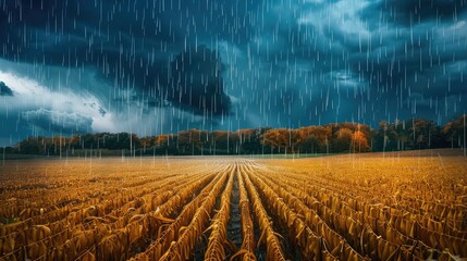 crops harvest rain - obrazy, fototapety, plakaty