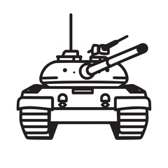 Fototapeta premium Tank in cartoon, doodle style . Image for t-shirt, web, mobile apps and ui. Isolated 2d vector illustration in logo, icon, sketch style, Eps 10, black and white. AI Generative