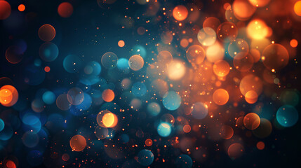 Abstract colorful glitter lights background. Rainbow. Circle blurred ,Dark gold and blue abstract bokeh festive background ,birthday, holiday party and celebration concept