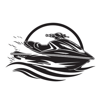 recommend clip art: Jet ski in cartoon, doodle style . Image for t-shirt, web, mobile apps and ui. Isolated 2d vector illustration in logo, icon, sketch style, Eps 10, black and white. AI Generative