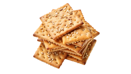 Set of sesame crackers isolated on a transparent background. A savory delight.