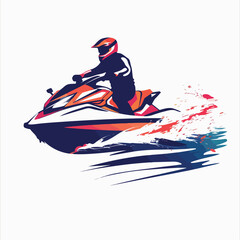 Jet ski in cartoon, doodle style. Image for t-shirt, web, mobile apps and ui. Isolated 2d vector illustration in logo, icon, sketch style, Eps 10. AI Generative