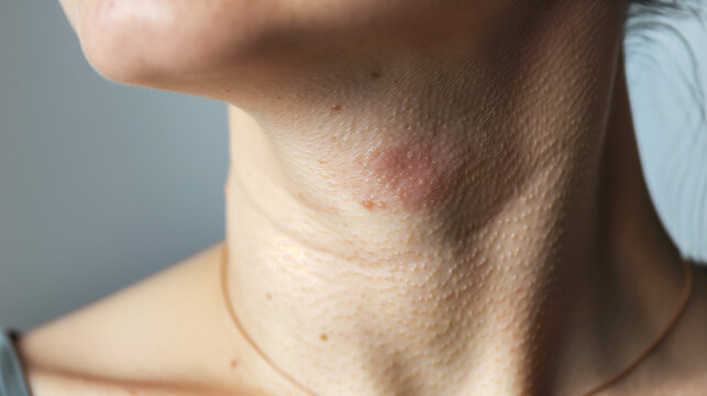 Close-up of a neck with a skin rash. Contact dermatitis