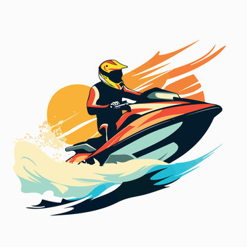 recommend clip art: Jet ski in cartoon, doodle style. Image for t-shirt, web, mobile apps and ui. Isolated 2d vector illustration in logo, icon, sketch style, Eps 10. AI Generative