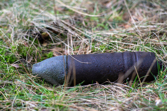 Niebezpieczny niewybuch z czas&oacute;w II wojny światowej leżący w lesie