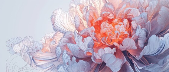 close-up of a large, pink flower with yellow and orange streaks in full bloom against a white background. - obrazy, fototapety, plakaty
